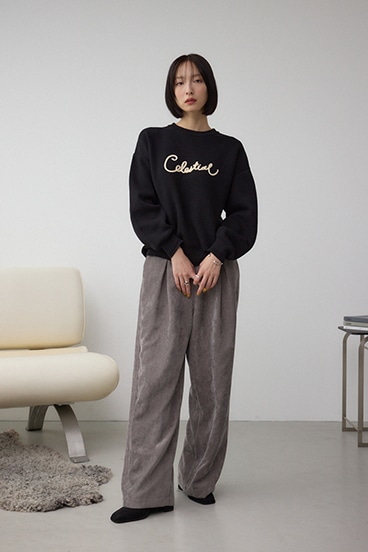 ロゴ刺繍ニットトップス 詳細画像