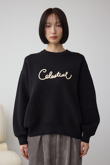 ロゴ刺繍ニットトップス 詳細画像