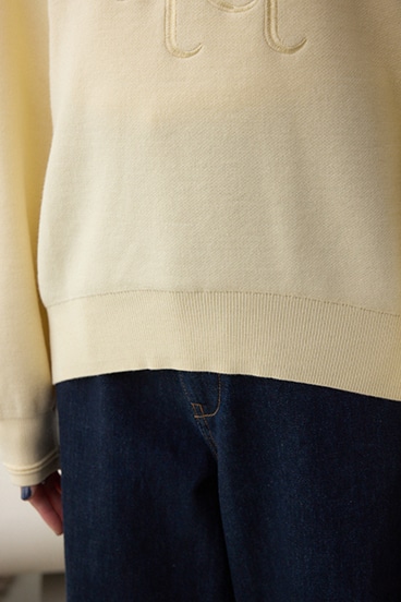 ロゴ刺繍ニットトップス 詳細画像