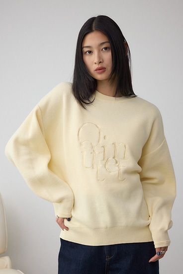 ロゴ刺繍ニットトップス 詳細画像