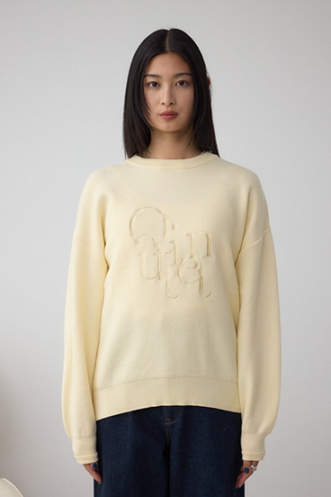 ロゴ刺繍ニットトップス 詳細画像