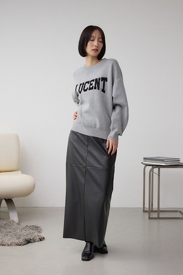 ロゴ刺繍ニットトップス 詳細画像