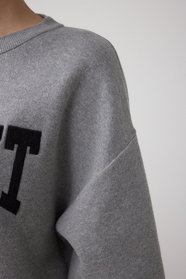 ロゴ刺繍ニットトップス 詳細画像