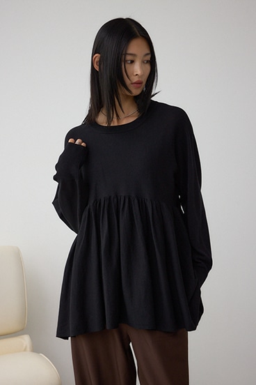 ペプラムデザインニットトップス 詳細画像