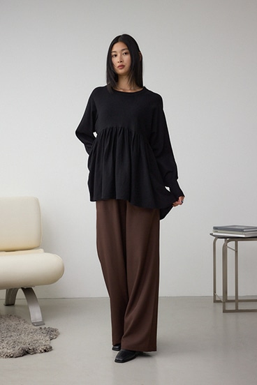 ペプラムデザインニットトップス 詳細画像