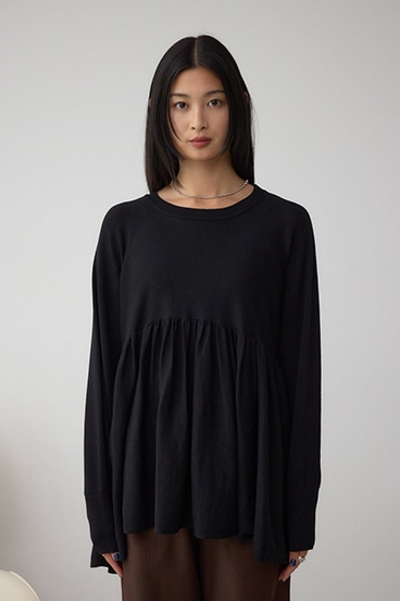 ペプラムデザインニットトップス 詳細画像