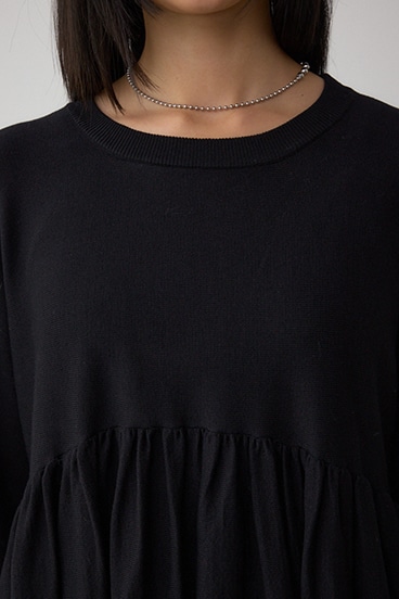 ペプラムデザインニットトップス 詳細画像