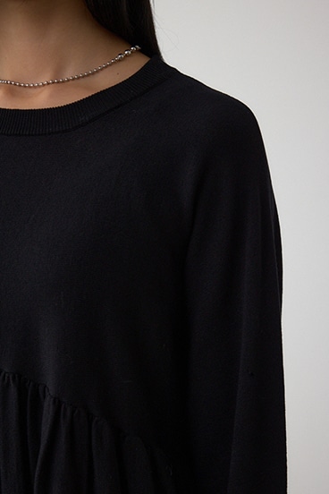 ペプラムデザインニットトップス 詳細画像