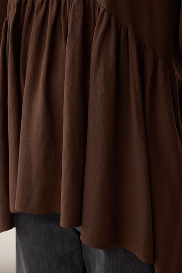 ペプラムデザインニットトップス 詳細画像