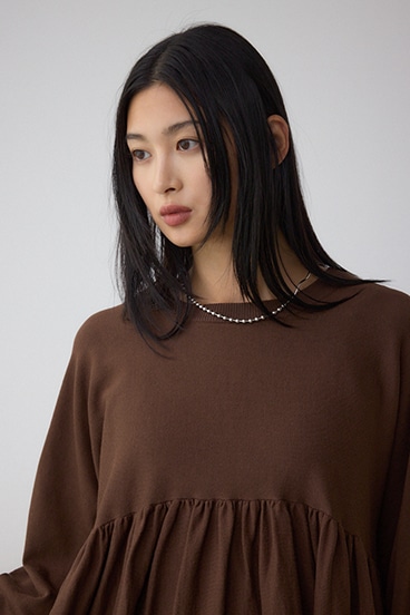 ペプラムデザインニットトップス 詳細画像