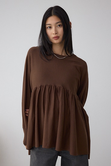 ペプラムデザインニットトップス 詳細画像