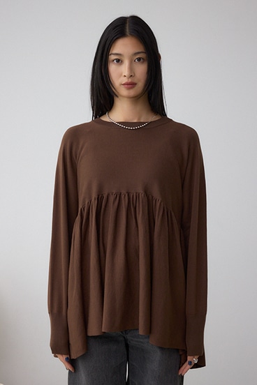 ペプラムデザインニットトップス 詳細画像