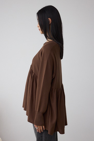 ペプラムデザインニットトップス 詳細画像