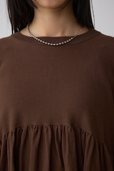 ペプラムデザインニットトップス 詳細画像