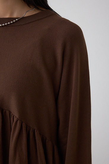 ペプラムデザインニットトップス 詳細画像