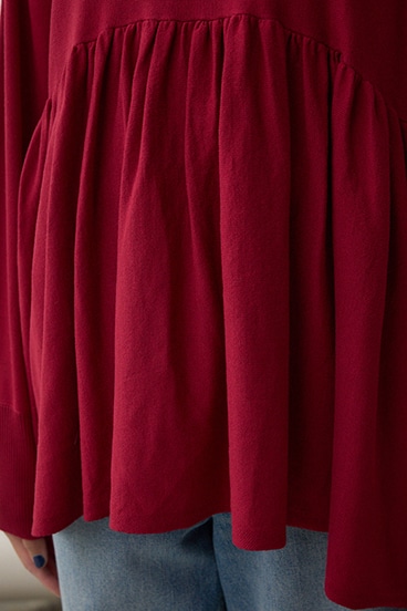 ペプラムデザインニットトップス 詳細画像