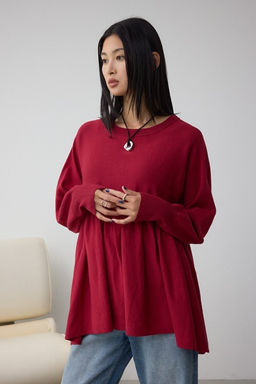 ペプラムデザインニットトップス 詳細画像