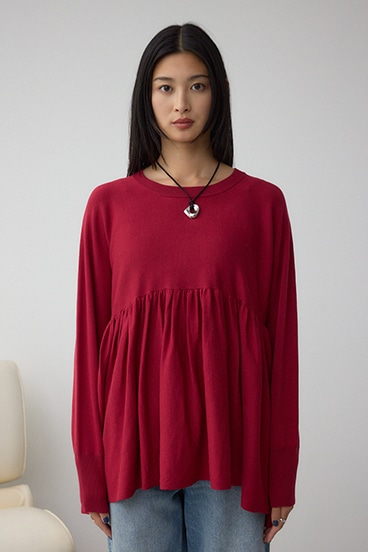 ペプラムデザインニットトップス 詳細画像