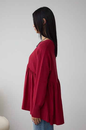 ペプラムデザインニットトップス 詳細画像