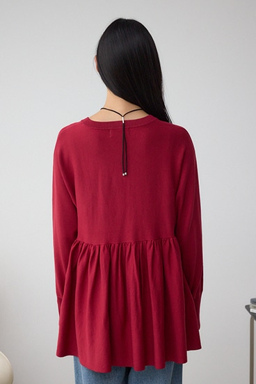 ペプラムデザインニットトップス 詳細画像