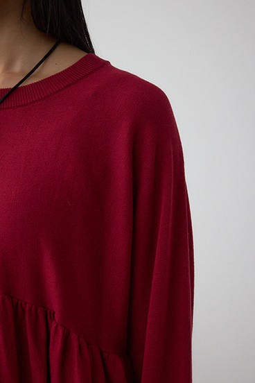 ペプラムデザインニットトップス 詳細画像