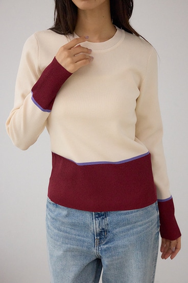 ラメバイカラーニットトップス