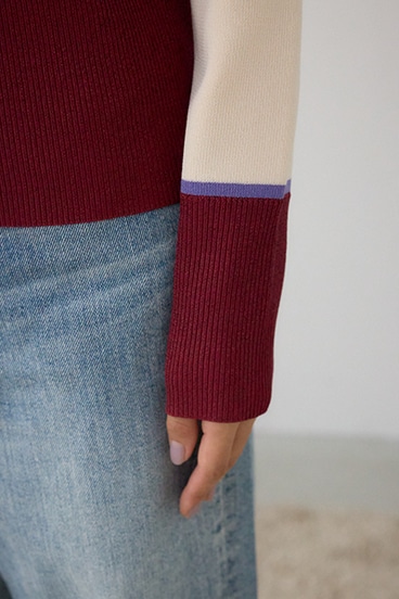 ラメバイカラーニットトップス 詳細画像