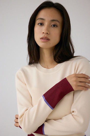 ラメバイカラーニットトップス