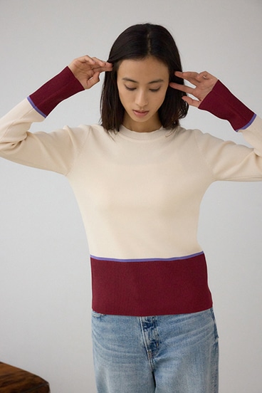 ラメバイカラーニットトップス 詳細画像