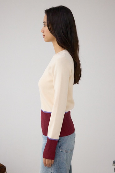 ラメバイカラーニットトップス 詳細画像