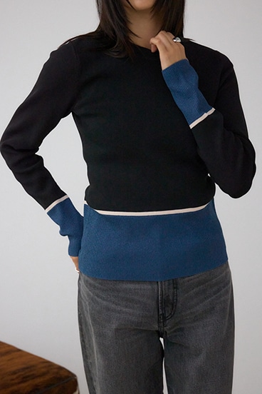 ラメバイカラーニットトップス