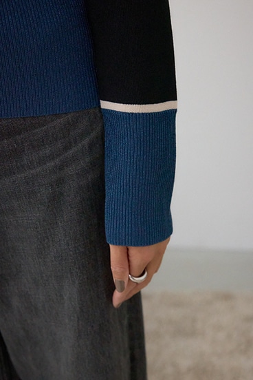 ラメバイカラーニットトップス 詳細画像