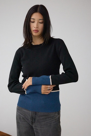 ラメバイカラーニットトップス 詳細画像