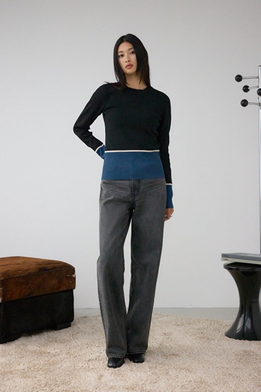 ラメバイカラーニットトップス 詳細画像