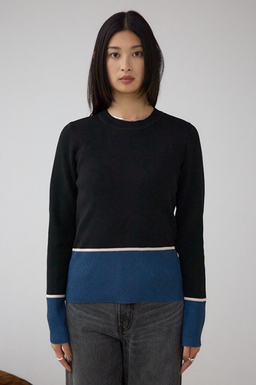 ラメバイカラーニットトップス 詳細画像