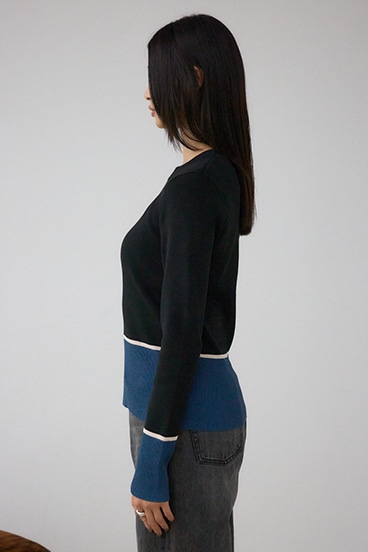 ラメバイカラーニットトップス 詳細画像