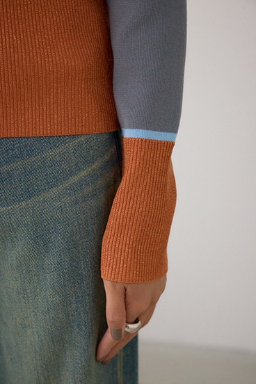 ラメバイカラーニットトップス 詳細画像