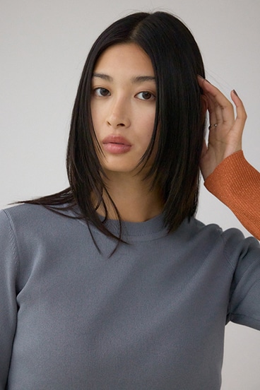 ラメバイカラーニットトップス