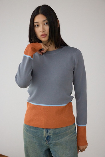 ラメバイカラーニットトップス 詳細画像