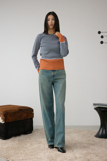 ラメバイカラーニットトップス 詳細画像