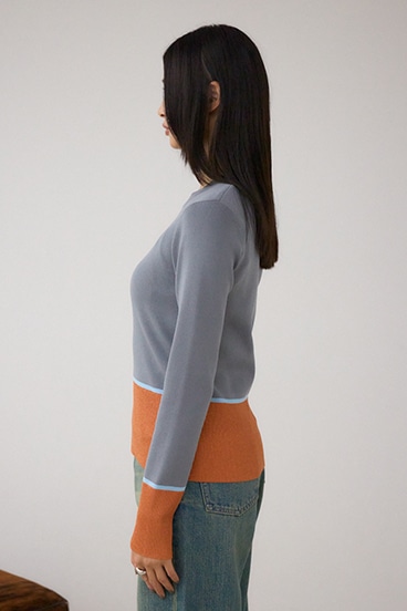 ラメバイカラーニットトップス 詳細画像