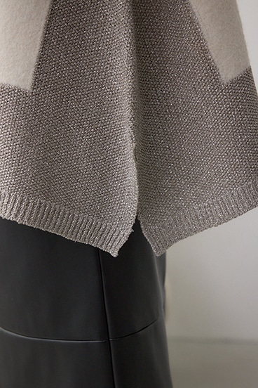 ラメバイカラーニットカーディガン 詳細画像