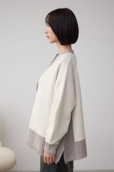 ラメバイカラーニットカーディガン 詳細画像
