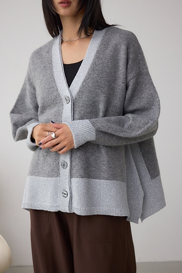 ラメバイカラーニットカーディガン