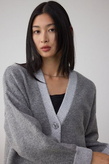 ラメバイカラーニットカーディガン