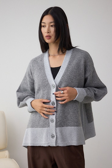 ラメバイカラーニットカーディガン 詳細画像