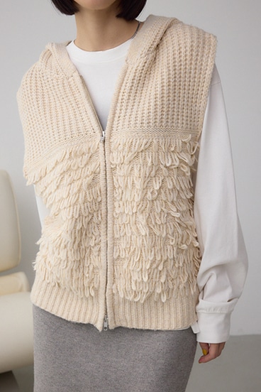 ZIPフーディループニットベスト