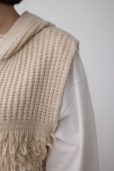 ZIPフーディループニットベスト 詳細画像