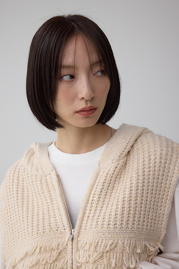 ZIPフーディループニットベスト