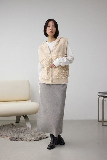 ZIPフーディループニットベスト 詳細画像